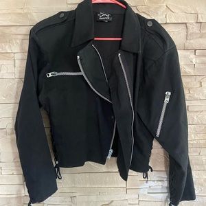 COPY - JEAN JACKET LIP SERVICE SZ S  BIKER STYLE  LACES size L